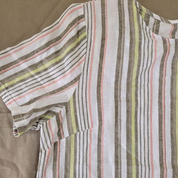 Liz Claiborne size medium linen cotton multi color stripped tunic - Picture 3 of 9